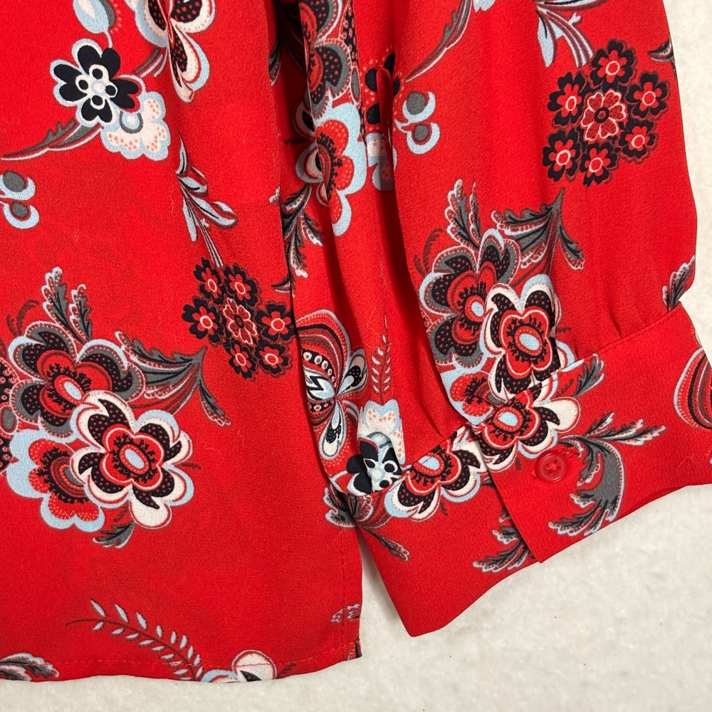 LOFT Floral Blouse Womens Large Crossover V Neck Lightweight Boho Work - Picture 4 of 8